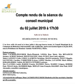 Conseil Municipal du 02.07.2019